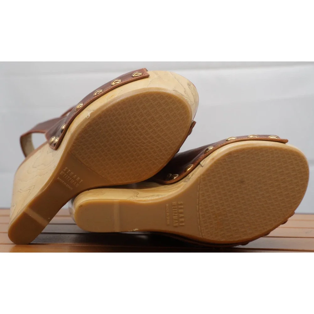Stuart Weitzman THE WRAPUP STUDDED WEDGE With ANKLE Wrap Size 7.5 M - Picture 9 of 12